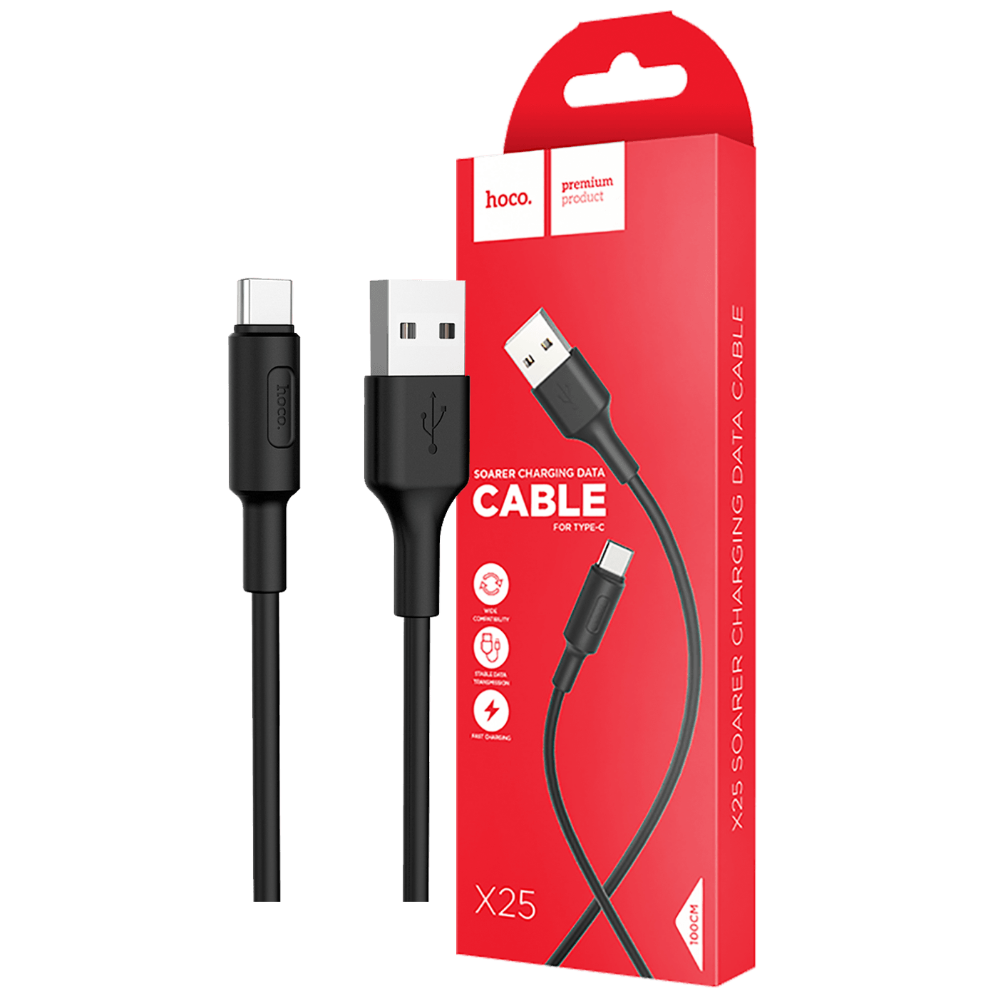 hoco. USB kabl za smartphone, USB type C kabl, 1 met., 2 A, crna - X25 Soarer USB type C, Black hoco. USB kabl za smartphone, USB type C kabl, 1 met., 2 A, crna - X25 Soarer USB type C, Black - Image 1