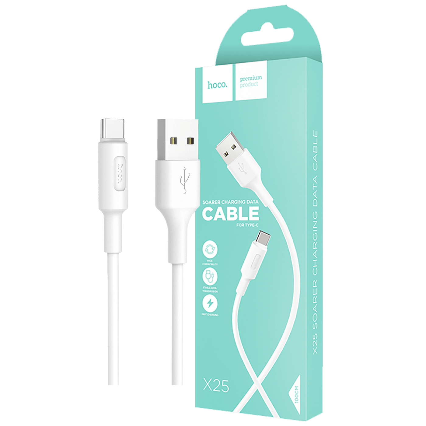 hoco. USB kabl za smartphone, USB type C kabl, 1 met, 2 A,bijela - X25 Soarer USB type C, White hoco. USB kabl za smartphone, USB type C kabl, 1 met, 2 A,bijela - X25 Soarer USB type C, White - Image 1