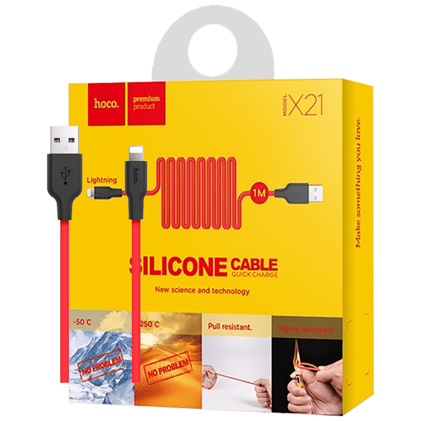 hoco. USB kabl za iPhone, silikonski, 1.2 met., 2 A, crno/crvena - X21 Silicone Lightning, Black/Red hoco. USB kabl za iPhone, silikonski, 1.2 met., 2 A, crno/crvena - X21 Silicone Lightning, Black/Red - Image 1