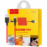 hoco. USB kabl za smartphone,silikonski,1.2 met, 2 A,crno/crveni - X21 Silicone USB type C, Black/Red