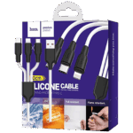 hoco. USB kabl, 3in1, microUSB, type C, Lightning, 1.2 met., 2 A - X21 Silicone 3in1, Black/White