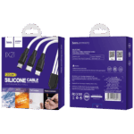 hoco. USB kabl, 3in1, microUSB, type C, Lightning, 1.2 met., 2 A - X21 Silicone 3in1, Black/White - Image 2