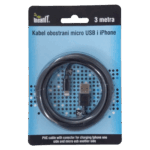 MeanIT USB kabl sa micro USB i iPhone priključkom, 3 met - KABEL MICROUSB / iPHONE