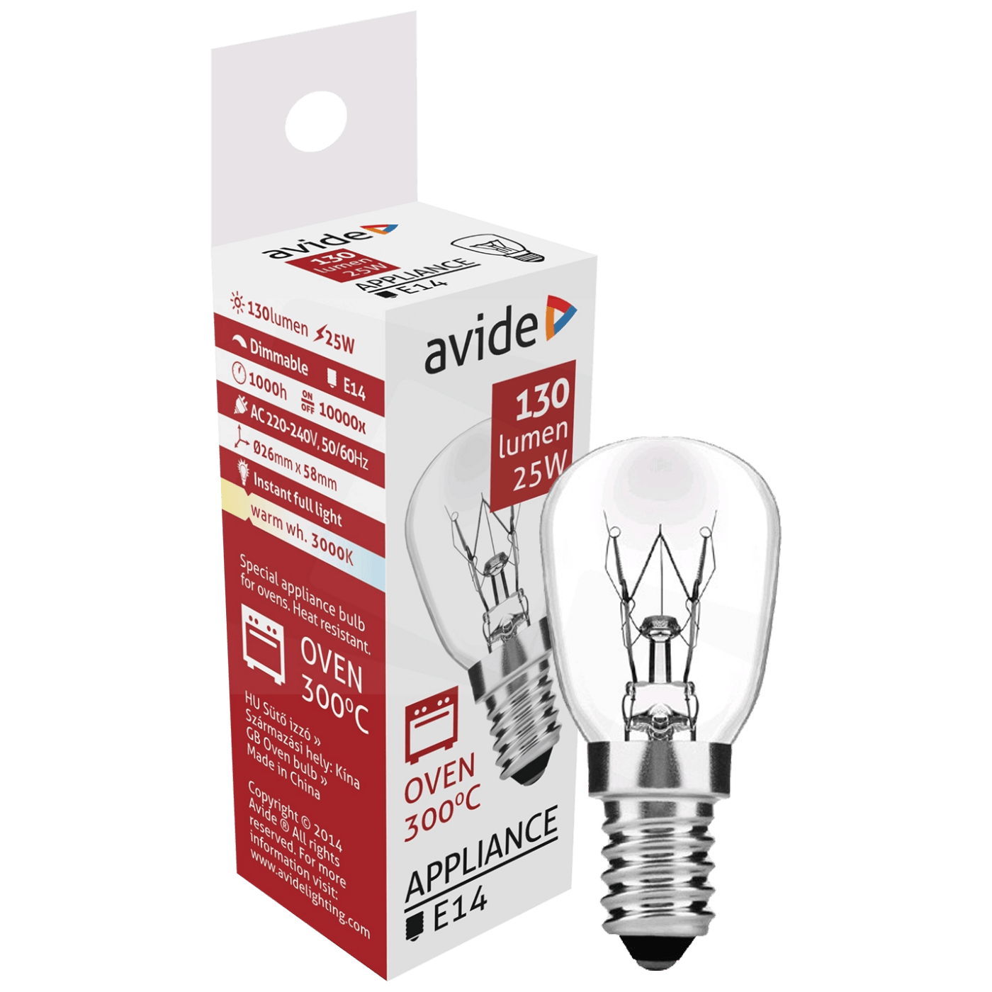 Avide Sijalica za pećnicu, 25W, E14, 3000K, 300 °C, IP20 - Oven 300 °C bulb 25W E14 Avide Sijalica za pećnicu, 25W, E14, 3000K, 300 °C, IP20 - Oven 300 °C bulb 25W E14 - Image 1