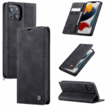 CaseMe Futrola preklopna za iPhone 13, koža, crna - Flip Leather Phone Case iPhone 13 - Image 2