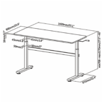 Ergo Office Radni stol 140 x 60 cm, podesiva visina, bijela - ER-401 W - Image 6