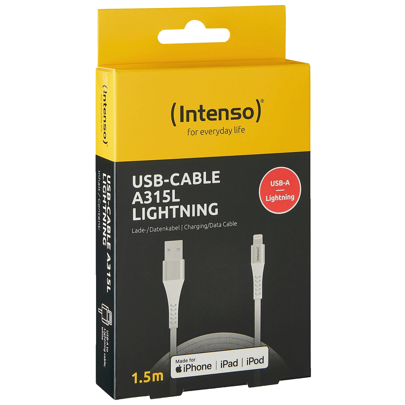 (Intenso) USB kabl za smartphone, USB - A to Lightning, 1.5 met. - USB-Cable A315L (Intenso) USB kabl za smartphone, USB - A to Lightning, 1.5 met. - USB-Cable A315L - Image 1