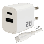 REDLINE Punjač sa USB-C kablom, 1 x USB-A, 1 x USB-C, brzi, 20W - PQ210AC+CC1.2M