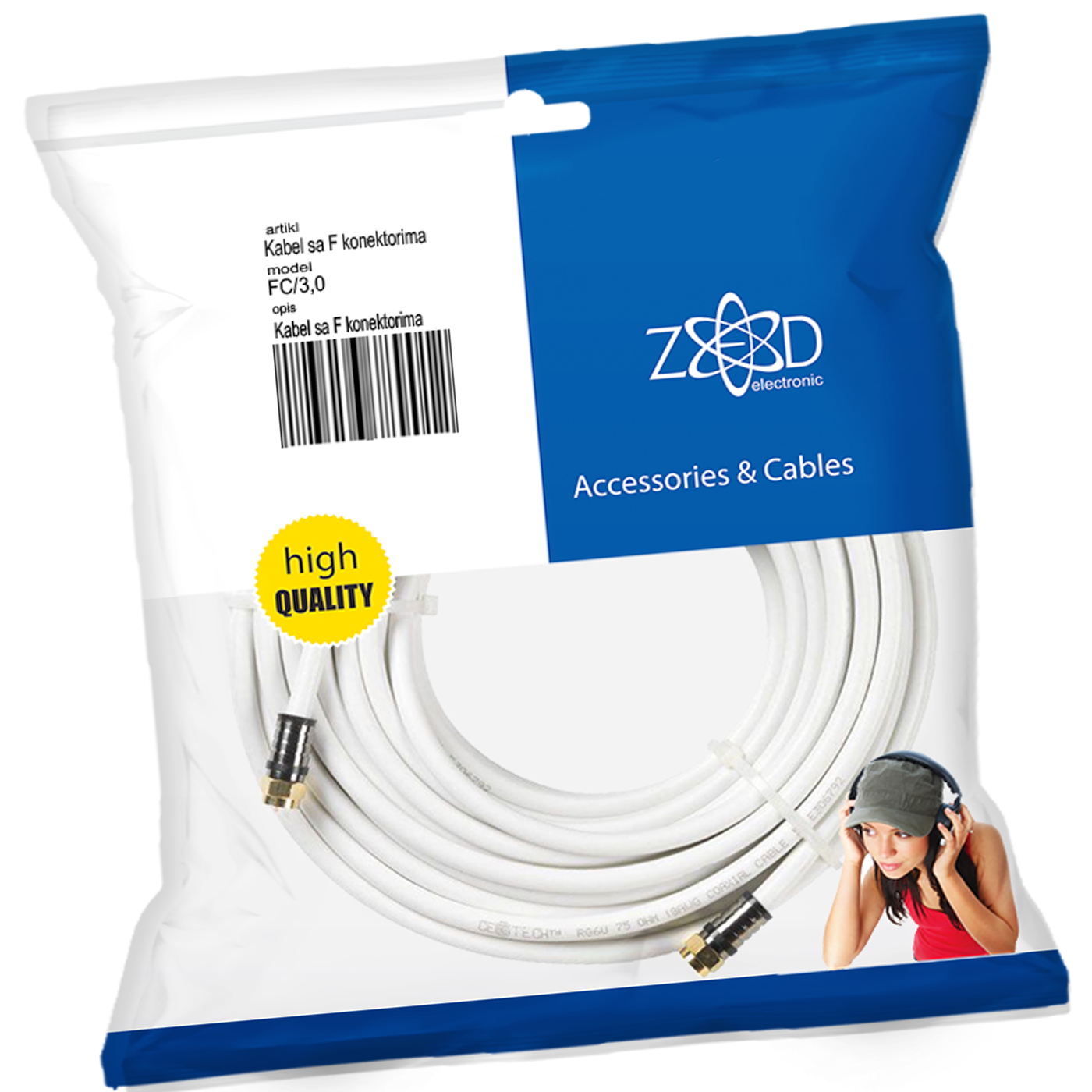 ZED electronic Antenski kabl sa F - konektorima, 3.0 met - FC/3,0 ZED electronic Antenski kabl sa F - konektorima, 3.0 met - FC/3,0 - Image 1