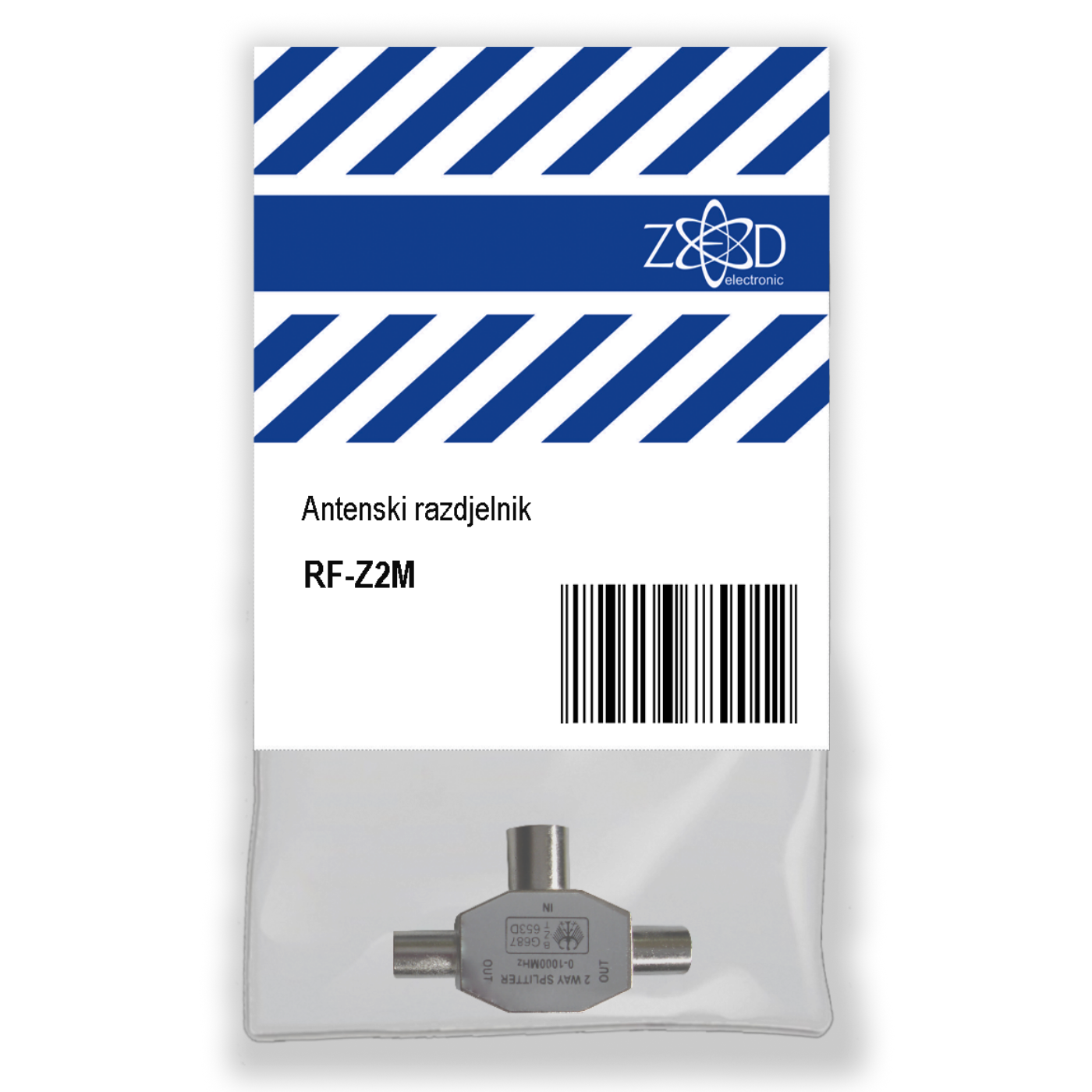 ZED electronic Antenski razdjelnik 1 ženski na 2 muška - RF-Z2M ZED electronic Antenski razdjelnik 1 ženski na 2 muška - RF-Z2M - Image 1