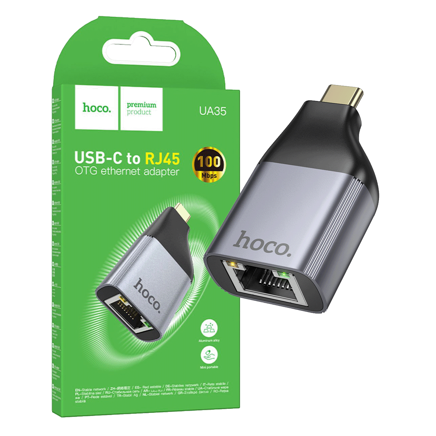 hoco. Adapter USB type C na LAN - UA35 hoco. Adapter USB type C na LAN - UA35 - Image 1