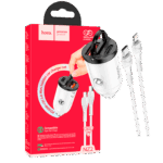 hoco. Auto punjač sa Lightning kabelom, PD + QC3.0, 2 x USB, 4.8 A - NZ2 Link, type C-Lightning, White