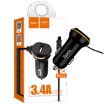 hoco. Auto punjač  sa micro USB kabl, USB, 5 V/3.4 A, crna - Z14 single, micro USB, BK