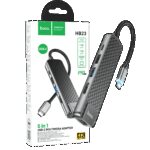 hoco. Konverter USB HUB type C to USB3.0/USB2.0/HDMI/RJ45/PD - HB23 Easy view - Image 2