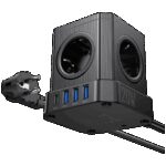 hoco. Produžni kabl, 5 utičnica, 3 x USB, 1 x USB C PD20W, 2 met. - NS8 Sharp - Image 4
