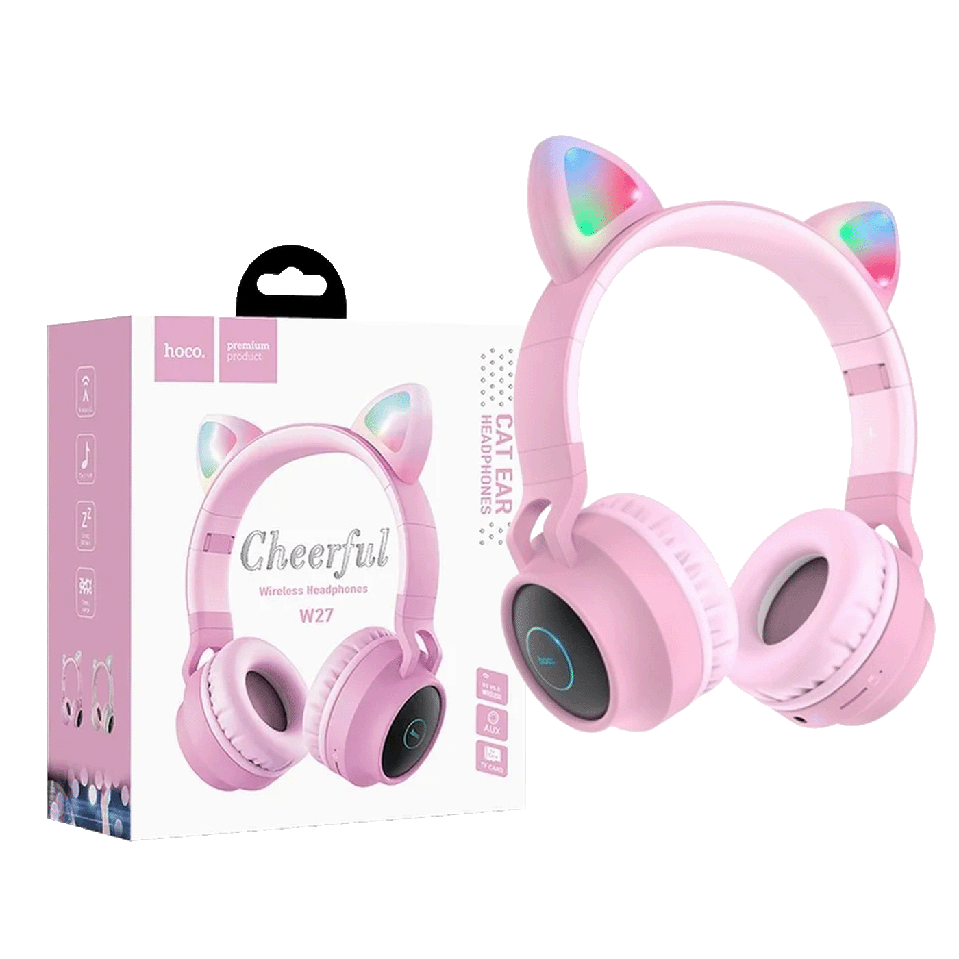 hoco. Slušalice bežične, Bluetooth - W27 Cat Ear Pink hoco. Slušalice bežične, Bluetooth - W27 Cat Ear Pink - Image 1