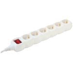 home Produžni kabl, 6 utičnice, prekidač, 1.5mm²,1.5 met, bijeli - NV 6K/WH/1,5