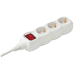 home Produžni kabl,3 utičnice, prekidač, 1.0mm², 1,5 met, bijeli - NV 3K/WH