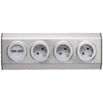 home Strujni razdjeljnik sa 3 utičnice + USB, INOX - KNV 03/USB