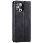 CaseMe Futrola preklopna za iPhone 15, koža, crna - Flip Leather Phone Case iPhone 15